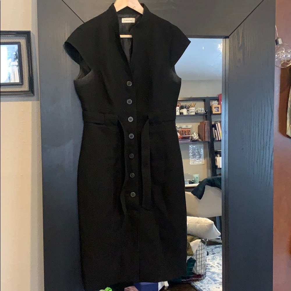 Black Calvin Klein button-down shirt dress